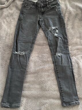 Ag Adriano Goldschmied Women’s Distressed Skinny Jeans - Charcoal